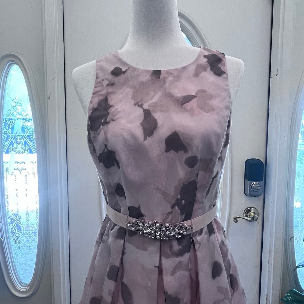 NWOT Eliza J Floral Organza Embellished Champagne Metallic Jacquard Ball Gown 6 - Picture 5 of 12
